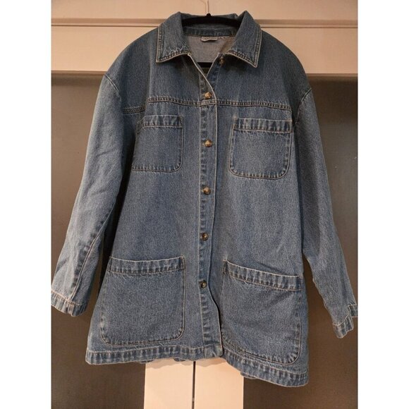 Cabin Creek Jackets & Blazers - Cabin Creek Denim Chore Coat Jacket Womens L XL Oversized Barn Jean Workwear